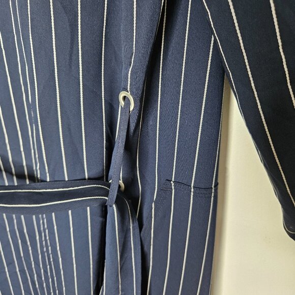 Aritzia Babaton New Kahlo Robe Sz XS Jacket Duster Pinstripe Navy Blue Corporate - Picture 14 of 15